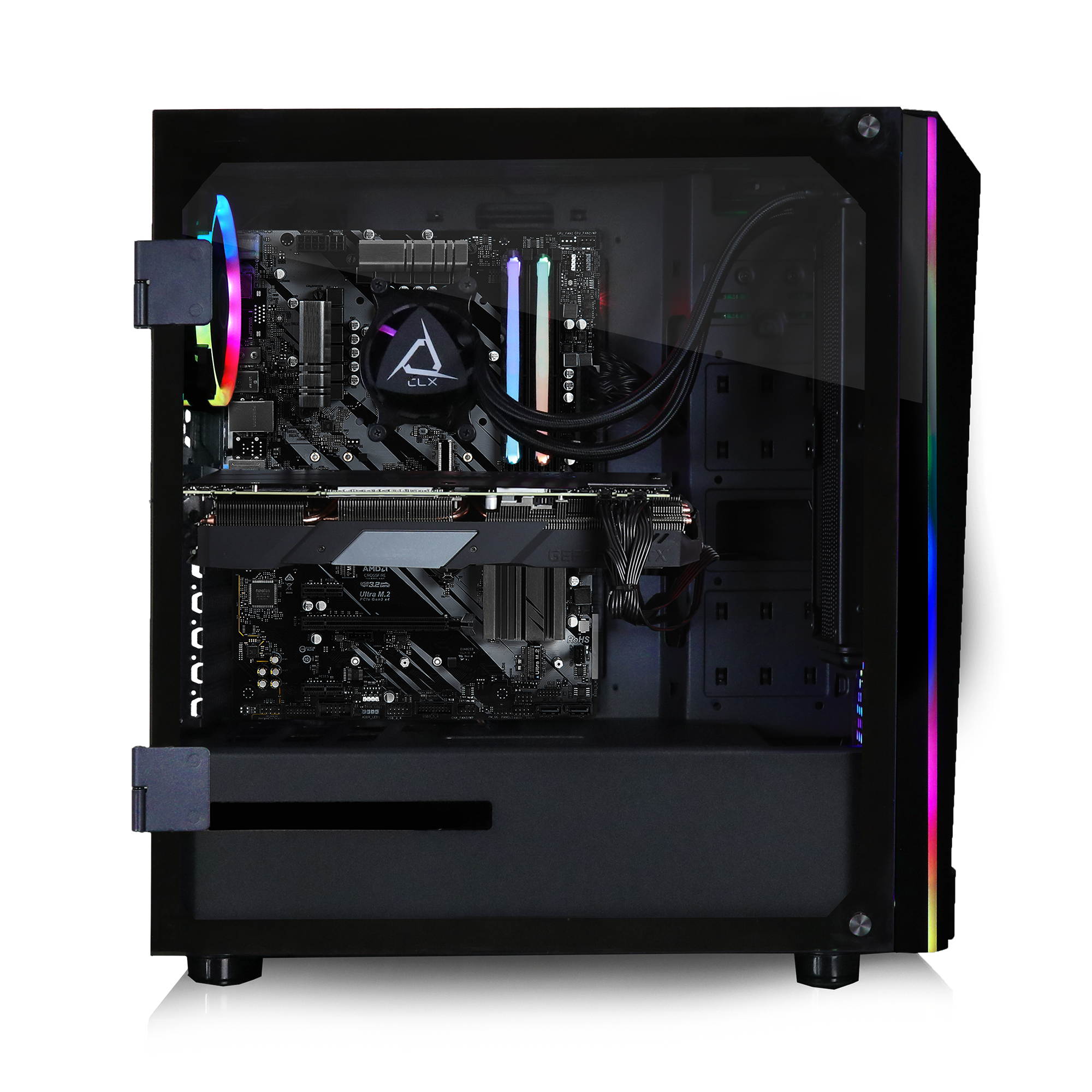CLX SET VR-Ready Gaming Desktop - Liquid Cooled Intel Core i7 10700K 3.8Ghz 8-Core Processor, 16GB DDR4 Memory, GeForce RTX 3070 8GB GDDR6 Graphics, 480GB SSD, 2TB HDD, WiFi, Windows 10 Home 64-bit