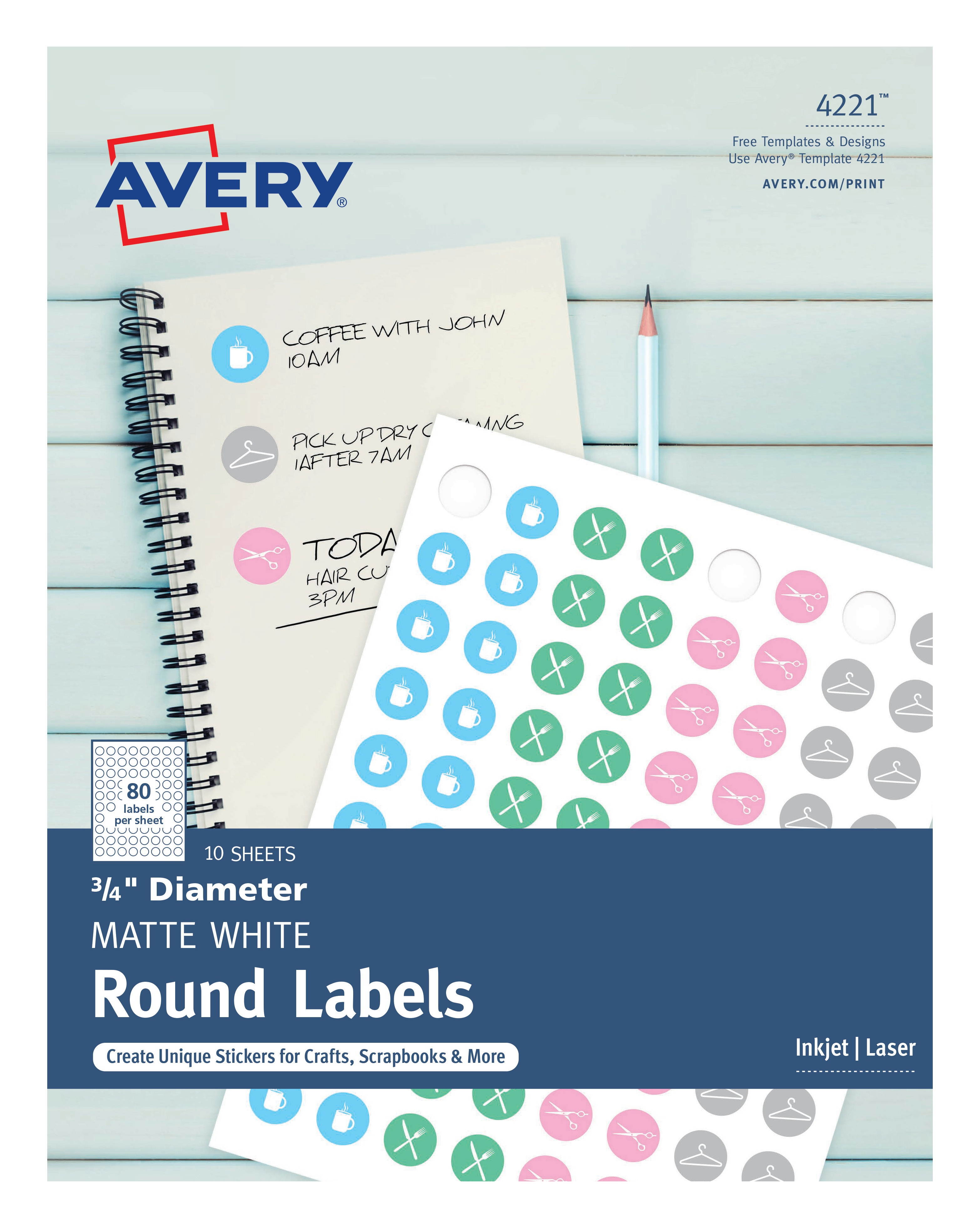 Avery Round Labels, Sure Feed, 3/4", 800 Labels (4221)