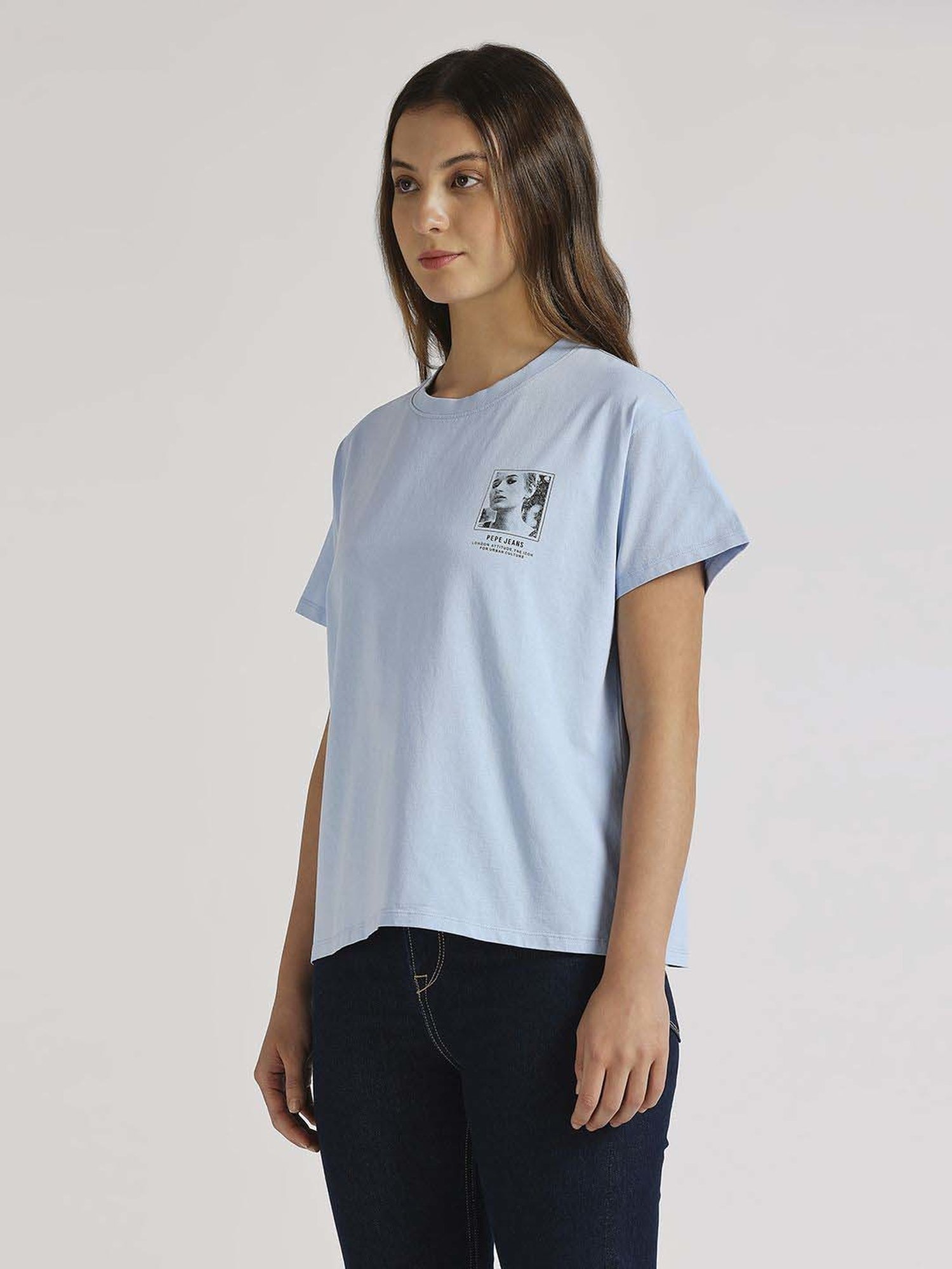 Pepe Jeans Blue Cotton Printed T-Shirt