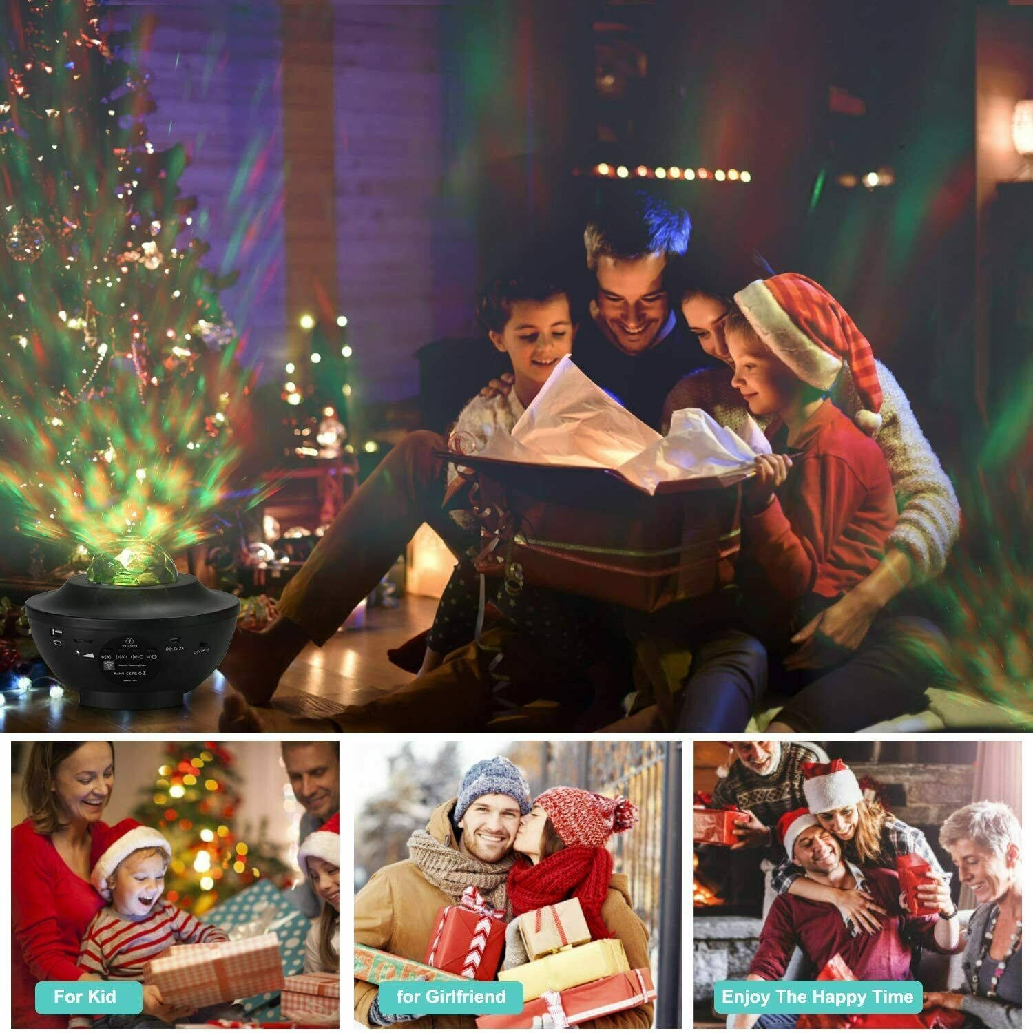 US LED Starry Night Sky Projector Lamp Ocean Wave Star Light Room Romantic Decor