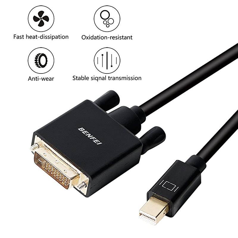 Mini DisplayPort to DVI Cable  Mini DisplayPort to DVI 6 Feet Cable Thunderbolt 2 Compatible with MacBook AirPro Surface ProDock Monitor Projector