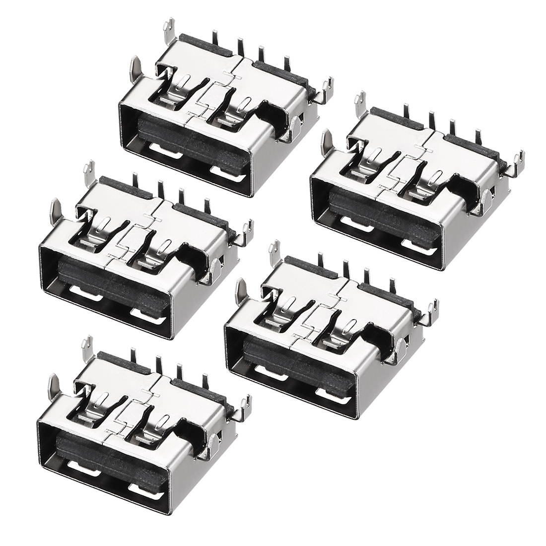USB-AF PCB Connector Female Jack 11mm Short Body Sinking Plate 5pcs