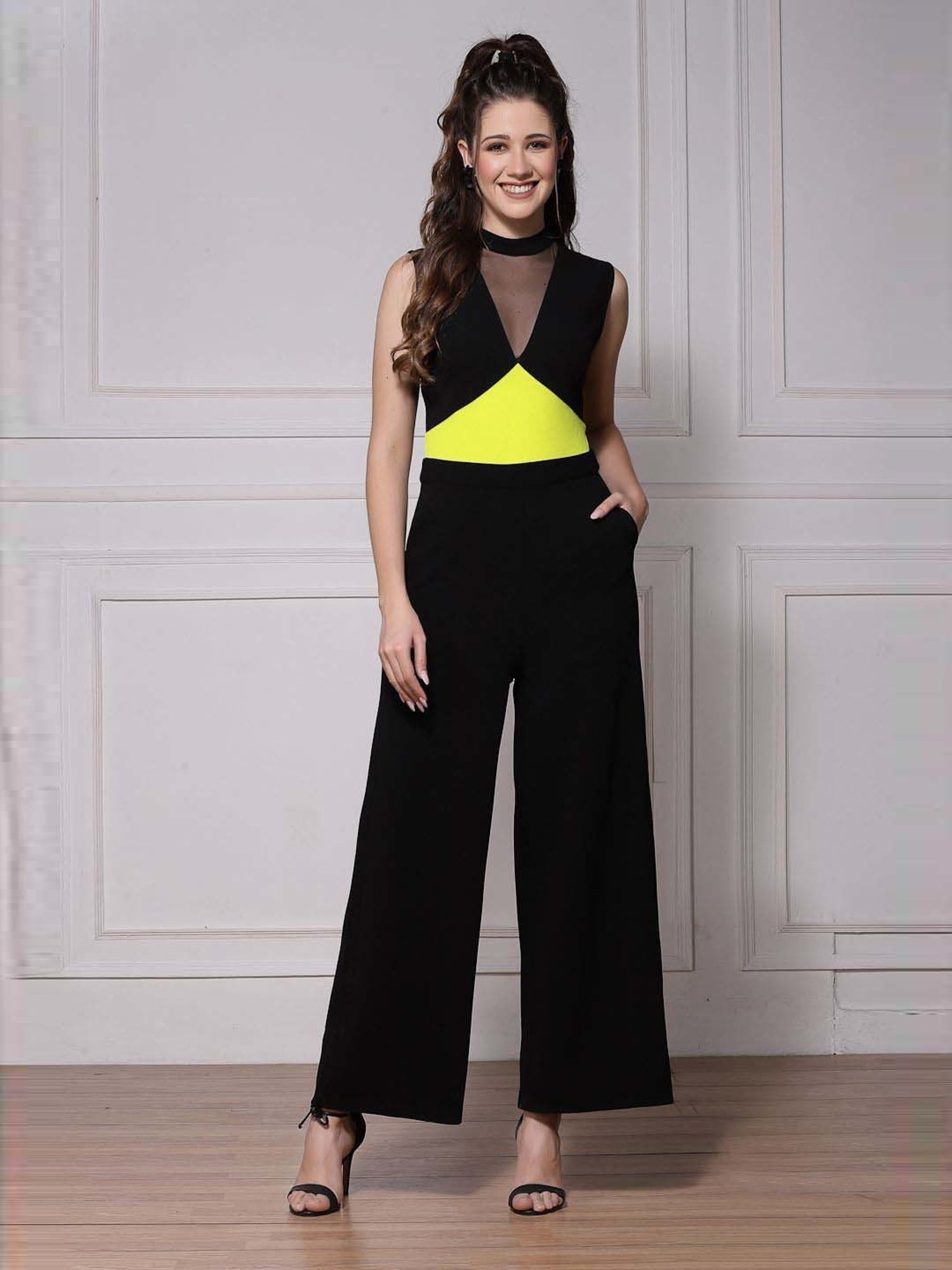 KASSUALLY Black Color-Block Jumpsuit