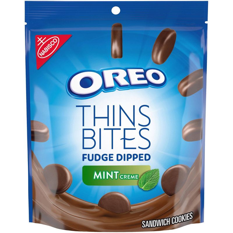 Oreo Thins Bites Fudge Dipped Mint Creme Sandwich Cookies - 6oz