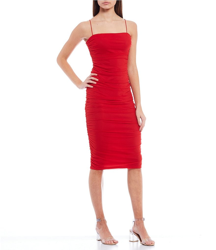 Blondie Nites High-Neck Shimmering Metallic Sheath Dress