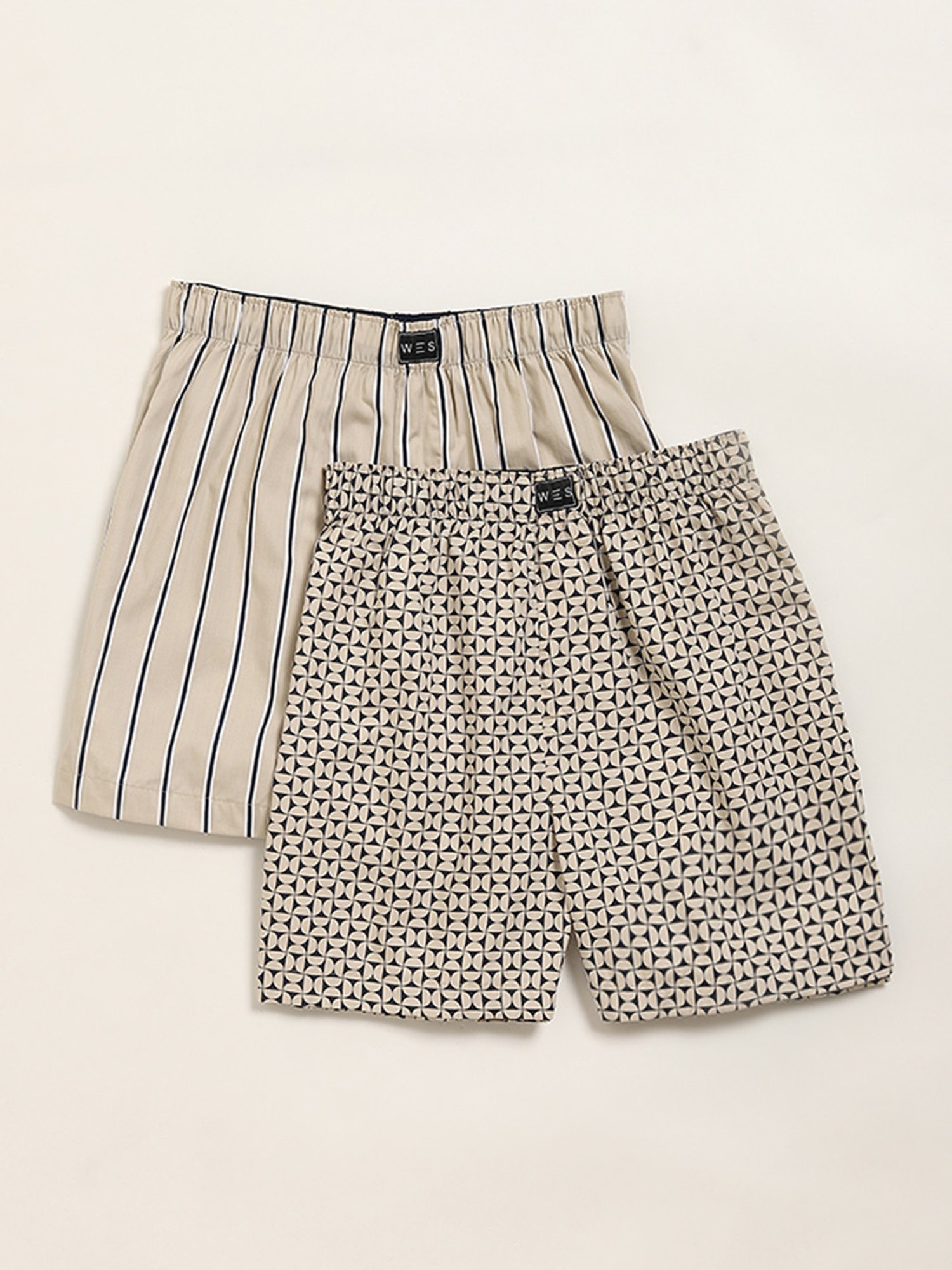 WES Lounge by Westside Beige Printed Boxers - Pack of 2