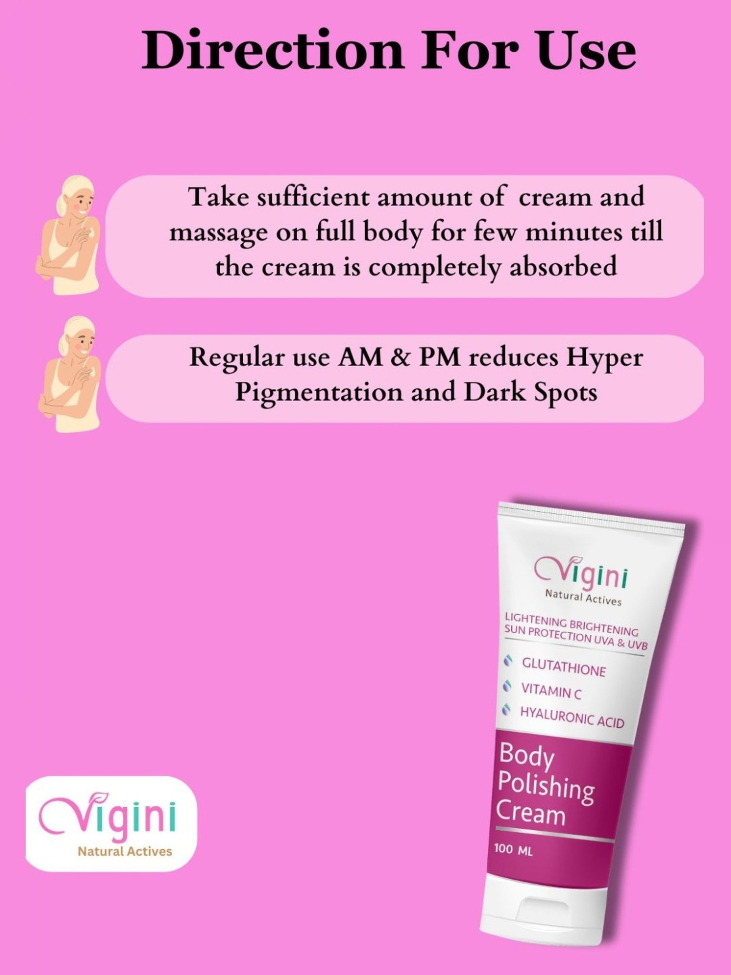 Vigini Skin Lightening Brightening Fairness Body Polishing Cream - 100 gm