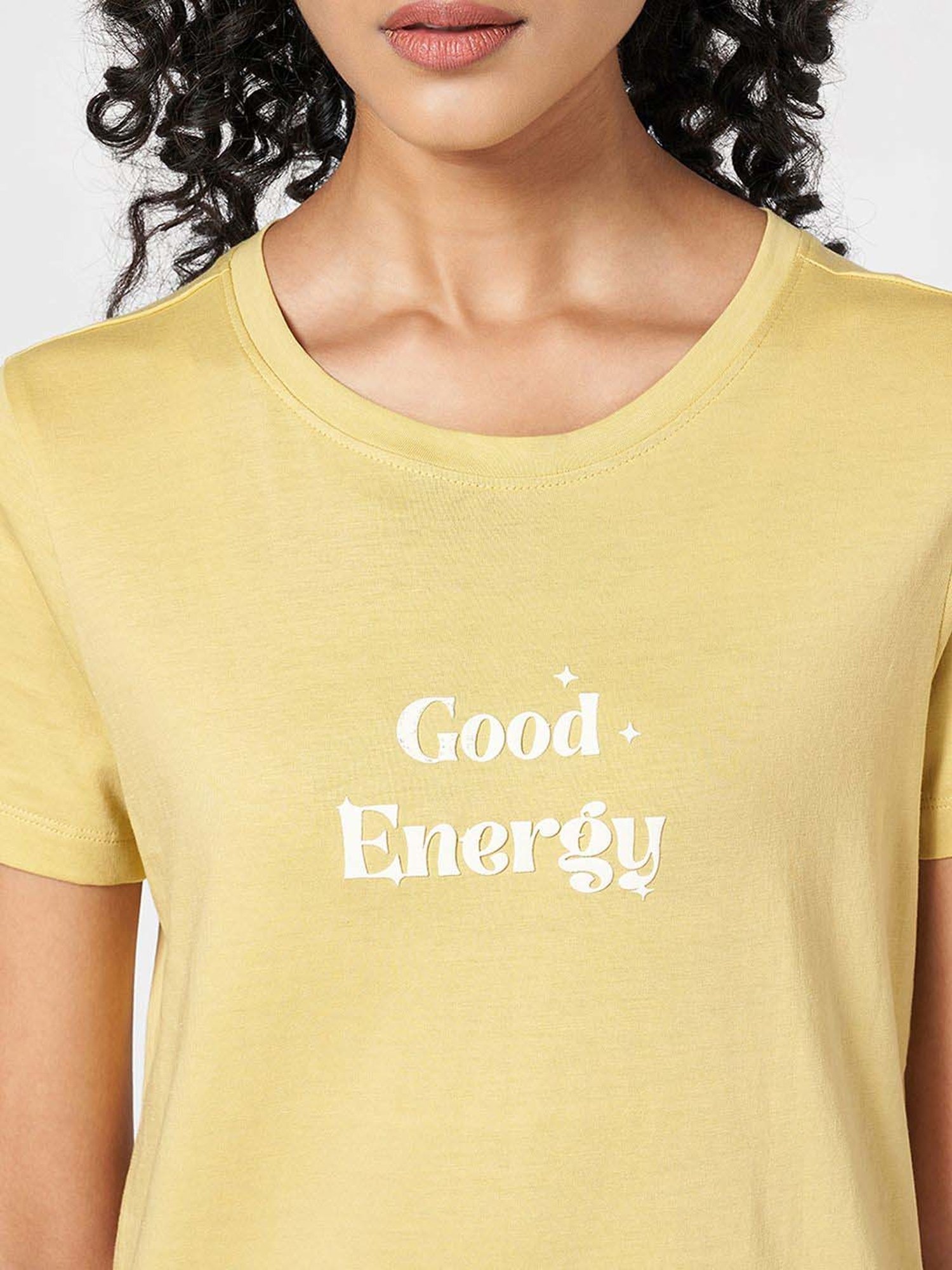 Ajile by Pantaloons Yellow Cotton Printed T-Shirt