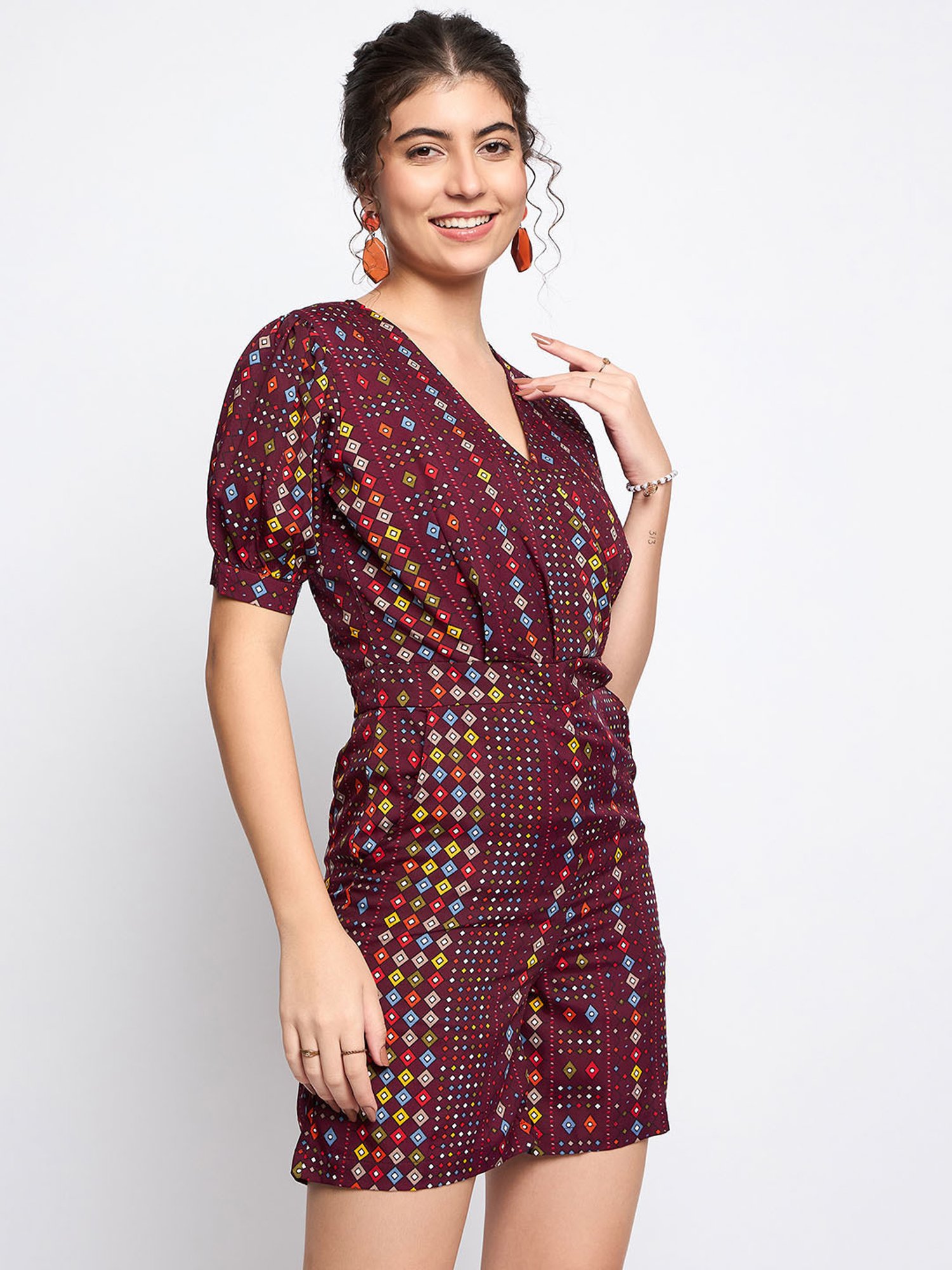 BRINNS Wine Printed Playsuit