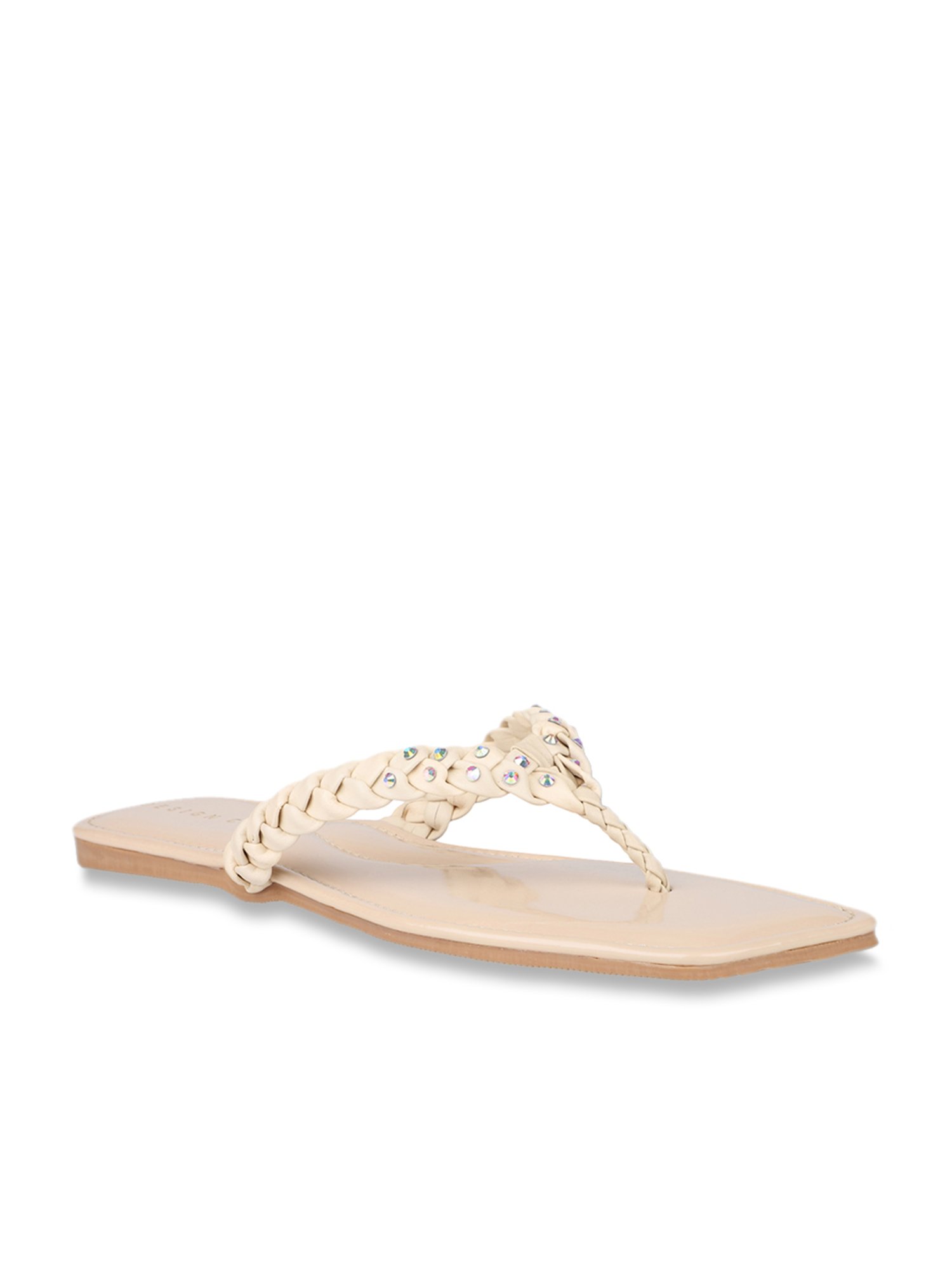 Design Crew Women's Beige Thong Sandals