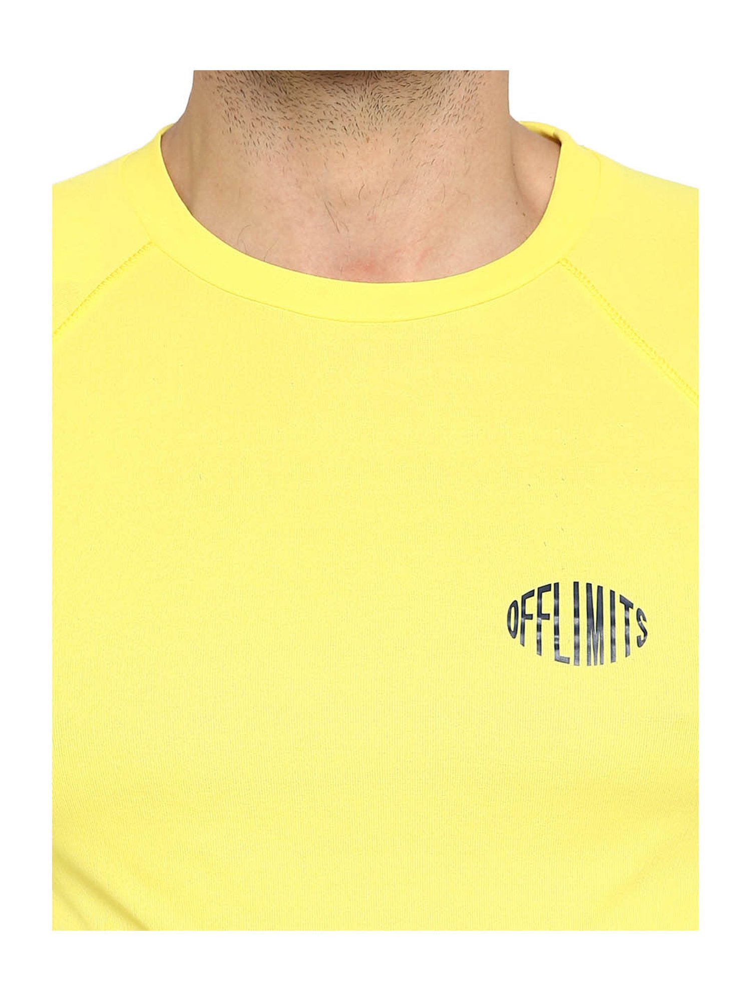 OFF LIMITS Yellow Solid Short Sleeves T-Shirt
