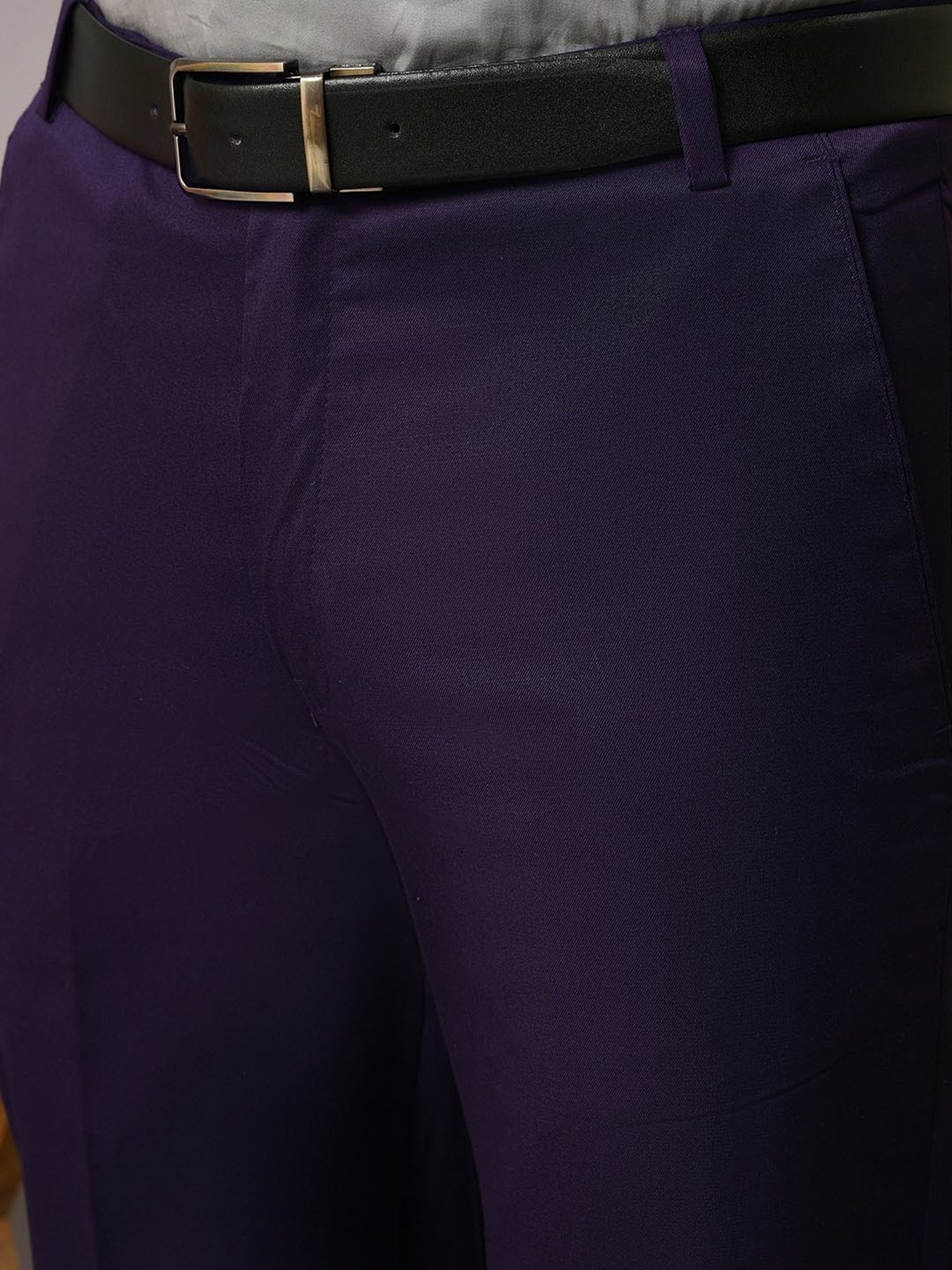 Hangup Purple Regular Fit Flat Front Trousers