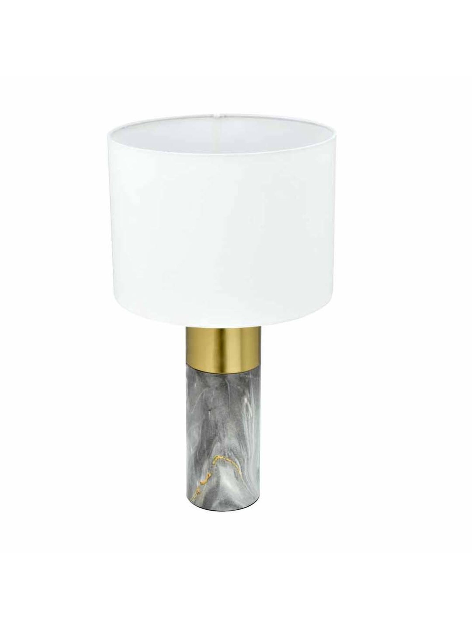 @Home Grey Metal Cylindrical Base Table Lamp