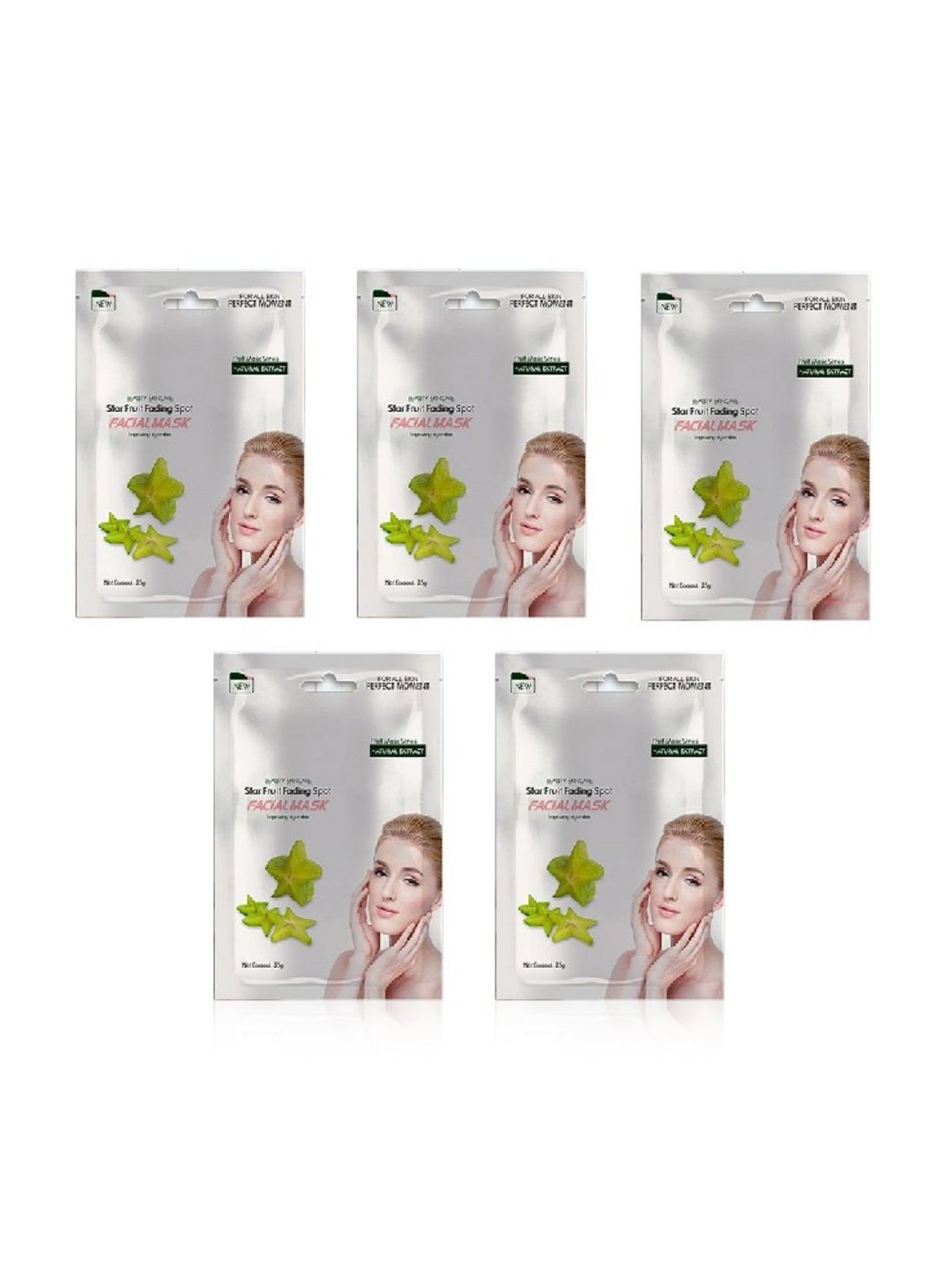 MONDSUB Starfruit Beauty Facial Sheet Mask (Pack of 5) - 25 gm Each