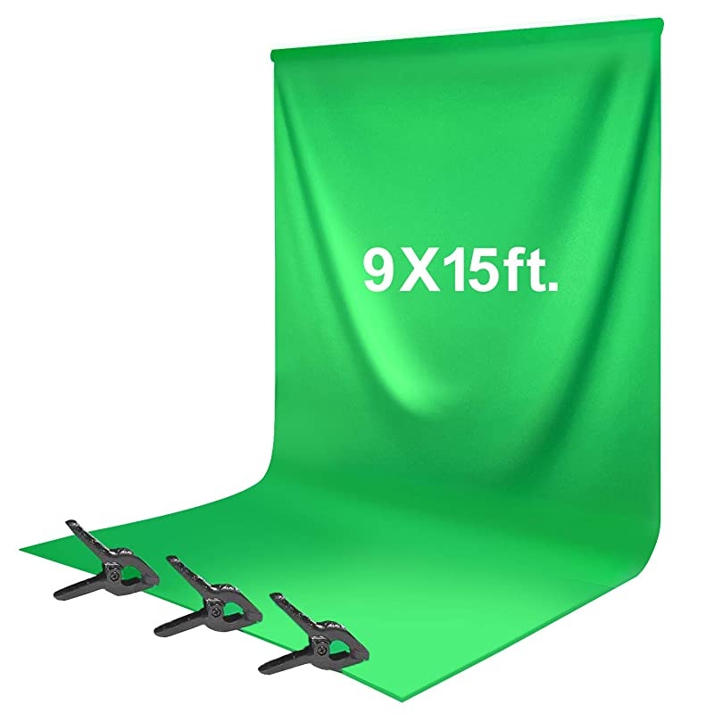 9 x 15 ft Green Chromakey Muslin Backdrop Background Screen for Photo Video Studio 3 x Backdrop Clamp AGG1777