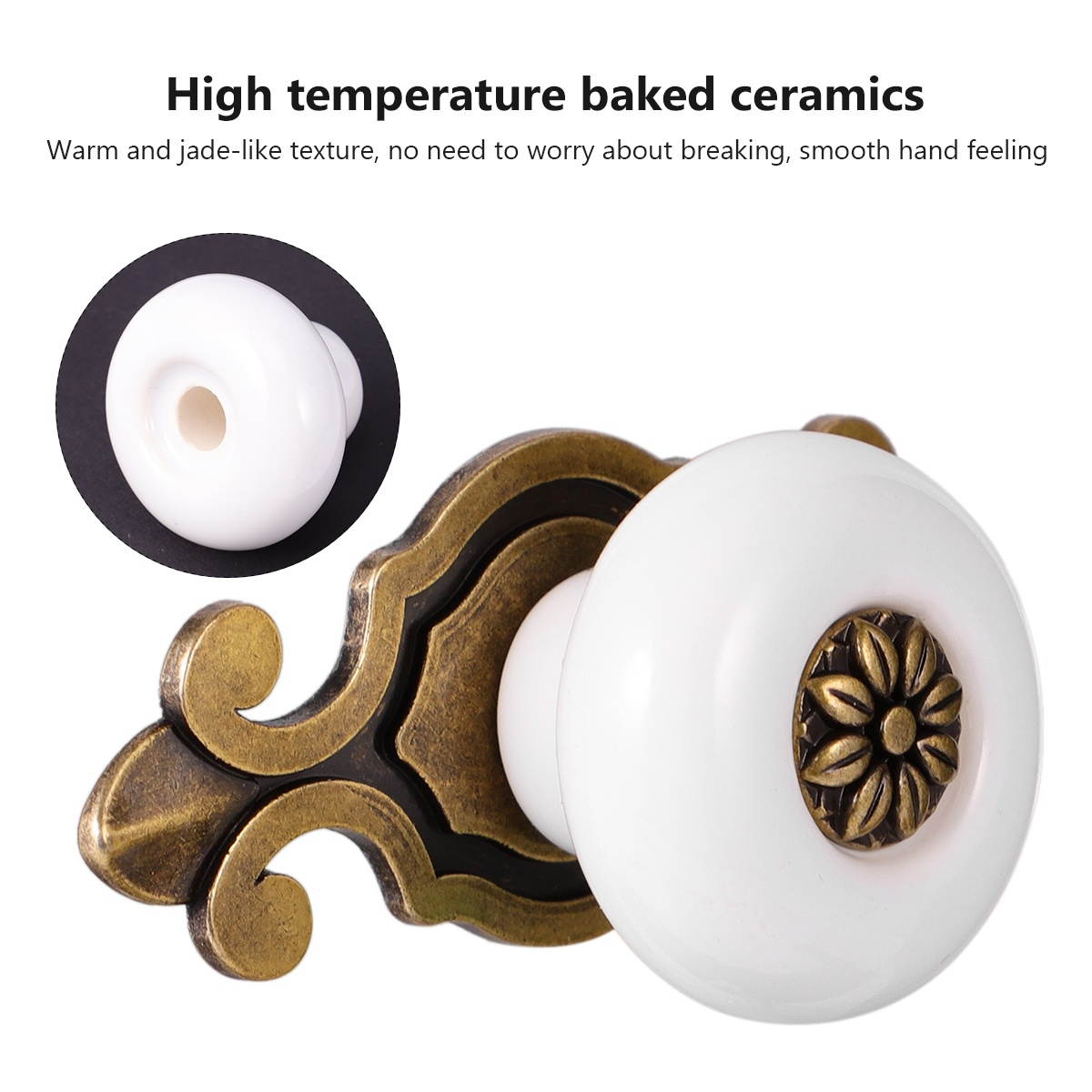 2Pcs Zinc Alloy Cabinet Pull Bar Ceramic Drawer Knob Furniture Handle Hand Grip Assorted Color