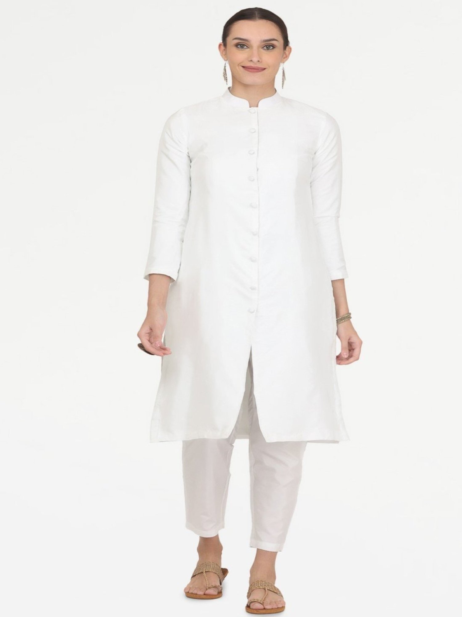 Kaanchie Nanggia White Taffeta Jacket with Pant