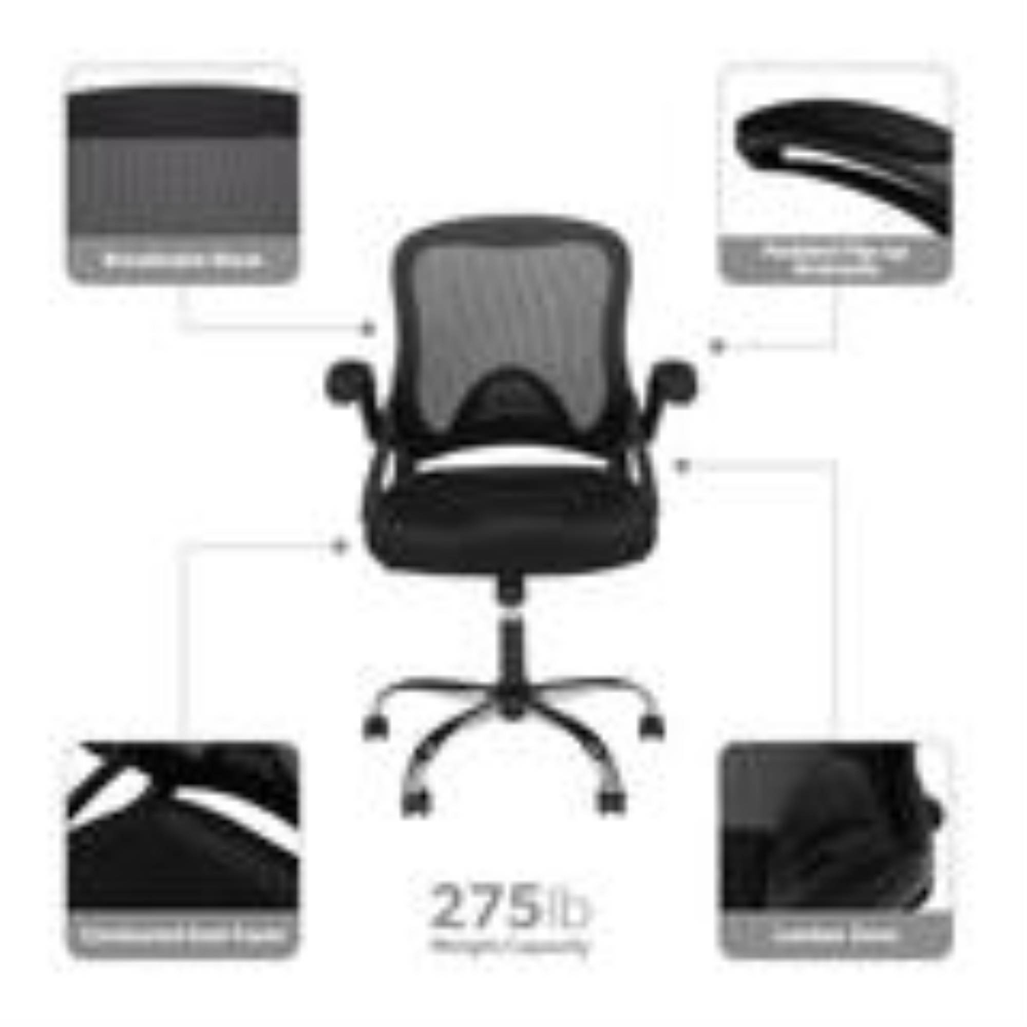 OFM Essentials Collection Mesh Back Office Chair, Task Chair with Flip-up Arms, in Black (ESS-3013-BLK)