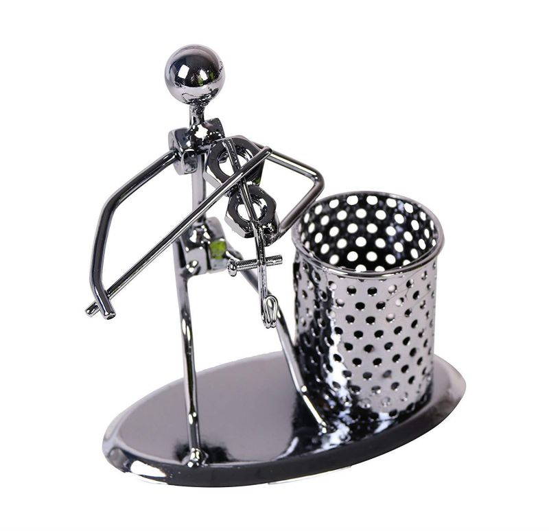 Creative Office Desktop Accessories Metal Pen Pencil Holder Craft Art Model Room Decoration (violin)