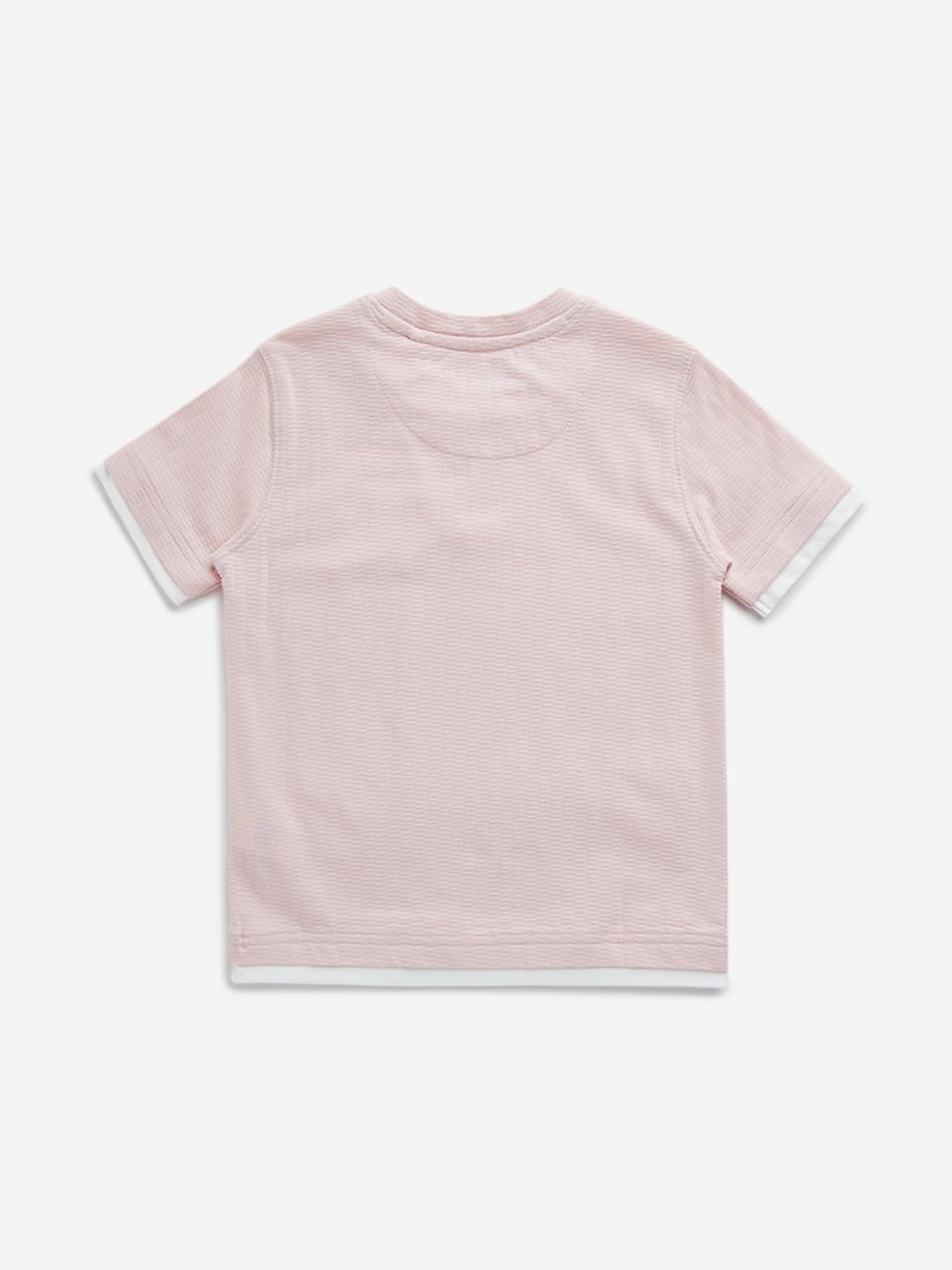 HOP Kids by Westside Pink Self-Textured Cotton T-Shirt