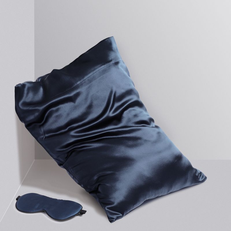 1 Pc Standard Silk for Hair and Skin Pillowcase Navy Blue - PiccoCasa