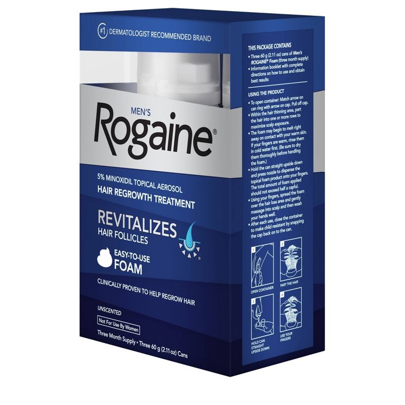 Men's Rogaine 5% Minoxidil Foam for Hair Regrowth - 3-Month Supply