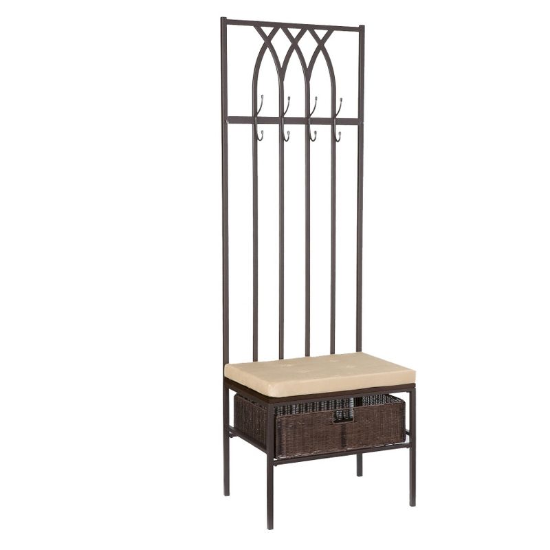 Brooklyn Hall Tree Bench - Dark Brown - Aiden Lane