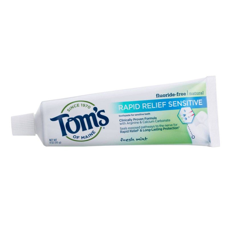Tom's of Maine Rapid Relief Sensitive Fluoride-Free Toothpaste Fresh Mint 4.0oz/3pk