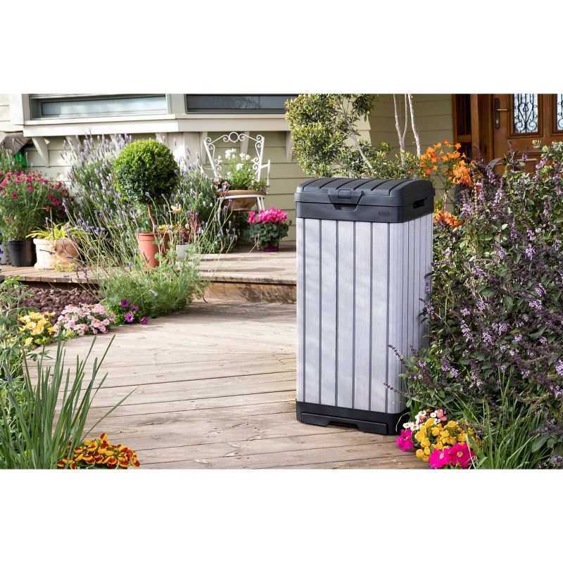 39gal Rockford Outdoor Resin Trashcan Gray - Keter