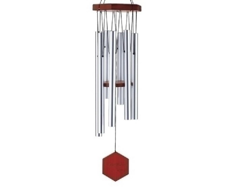 Roman 25" Hand-Tuned Triple Sealed Elm Wood Diamond Line Outdoor Patio Garden Wind Chime - Silver/Brown