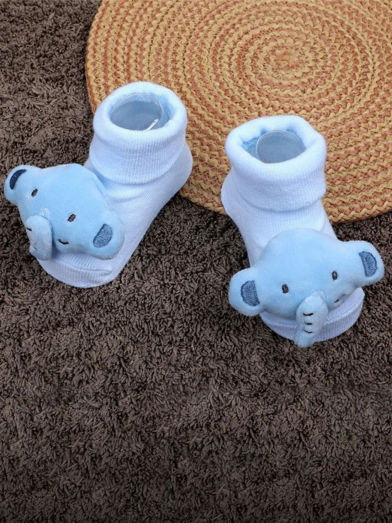 Baby Moo Kids Powder Blue Cotton Applique Socks