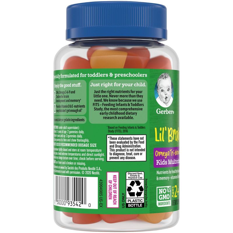 Gerber Lil' Brainies Omega Tri-Blend & DHA Kids Multivitamin Gummies - 60ct