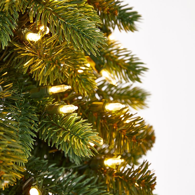 Home Heritage True Bark 4 Foot Slim Artificial Christmas Tree with White Lights