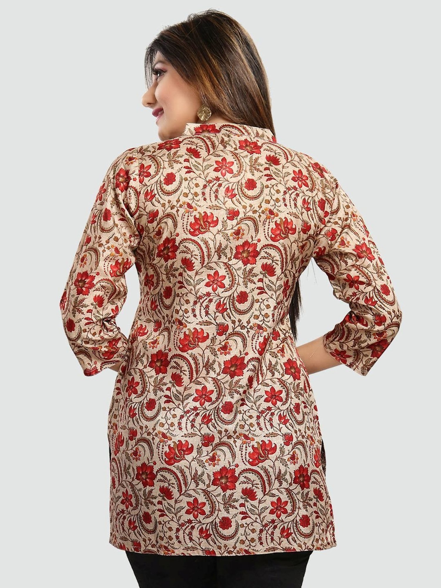 Saree Swarg Beige Printed Tunic