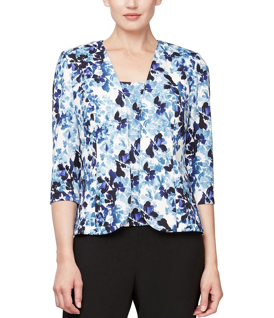 Alex Evenings Printed Scoop Neck Scuba Crepe Twinset