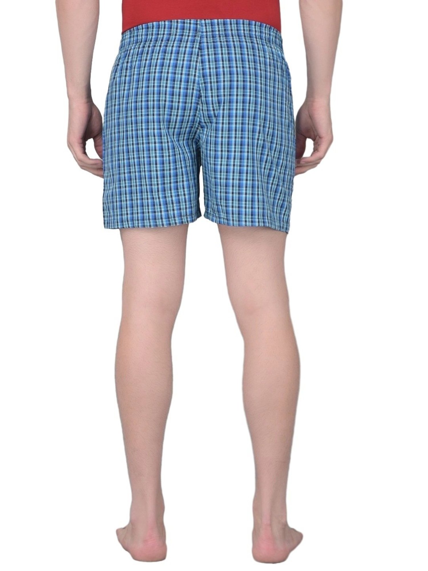 Force NXT Navy Cotton Regular Fit Checks Boxers