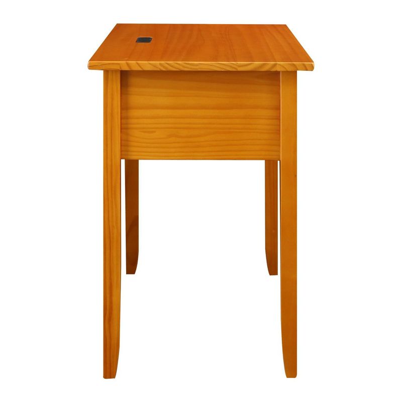 Solid Wood Nightstand with USB Port Honey Oak - Flora Home