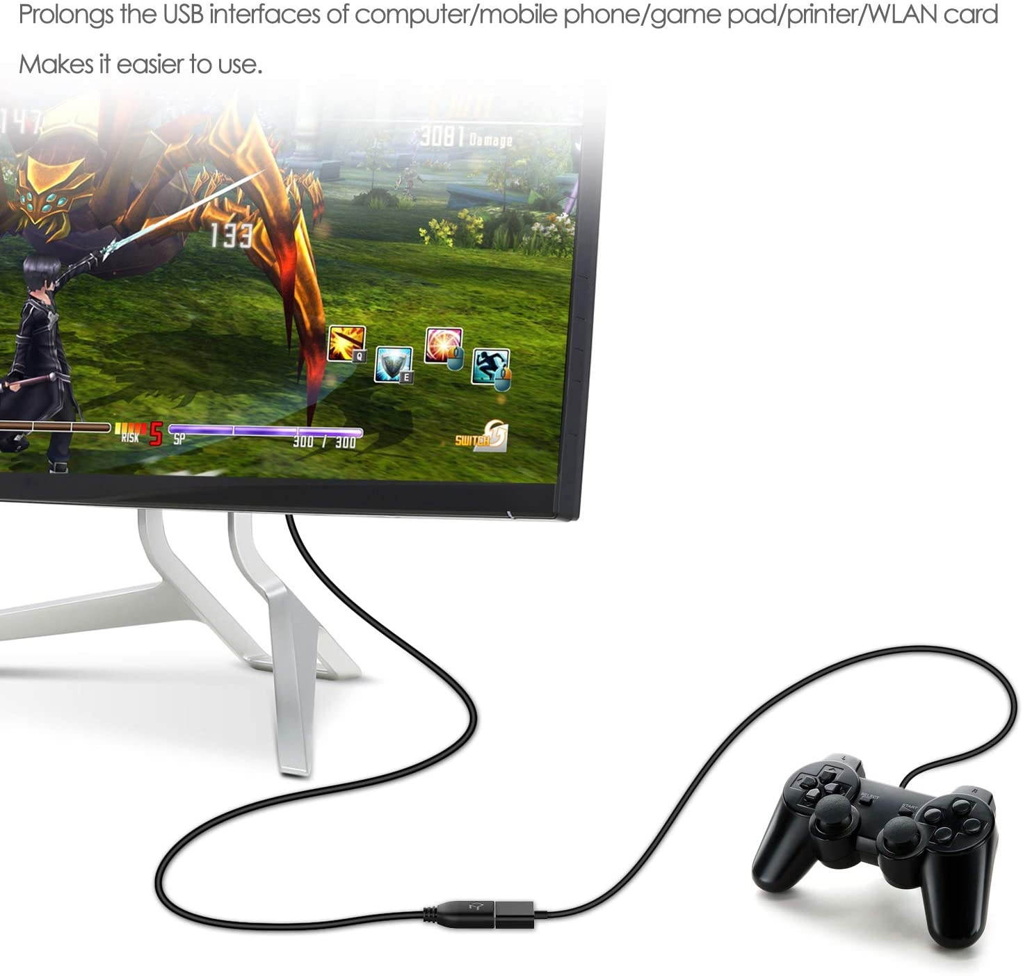 Rankie USB 2.0 Extension Cable, A-Male to A-Female, 10 Feet