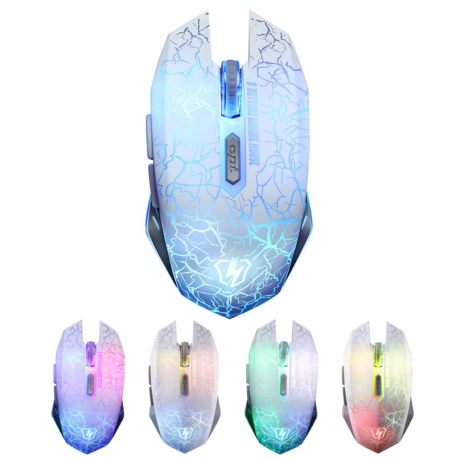 LETTON S1 USB PC Gaming Mouse with LED Lights Braided Cable(White)