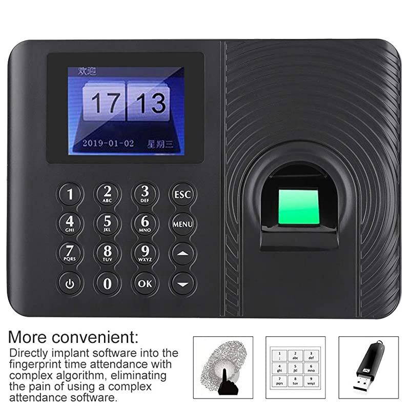 Fingerprint Password Time Attendance Machine Employee Checkingin Recorder Recognition Device Access Control 24in HighDefinition Color LCD Screen Attendance ControllerUS Plug