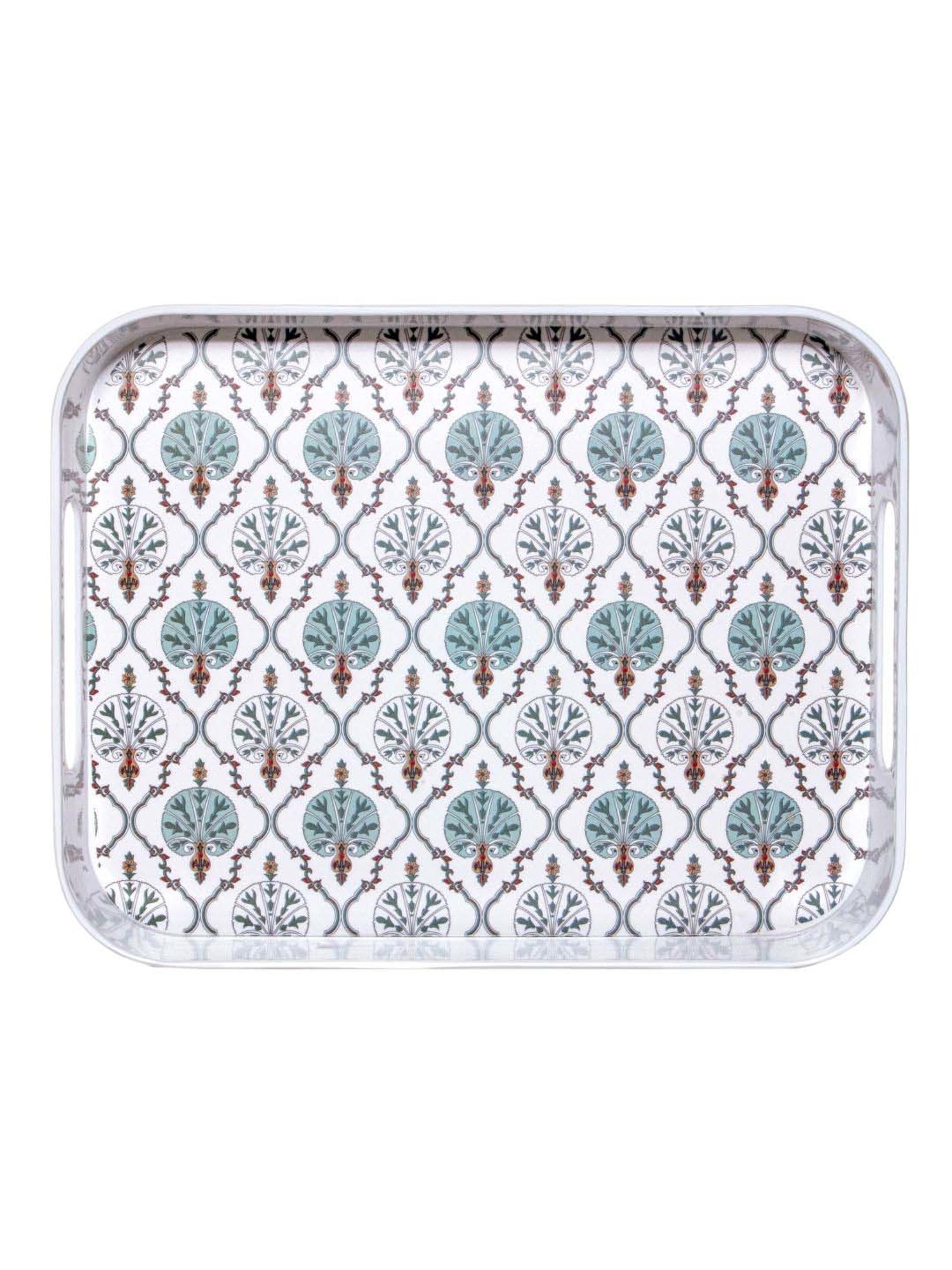 Goodhomes White & Green Melamine Rectangular Serving Tray