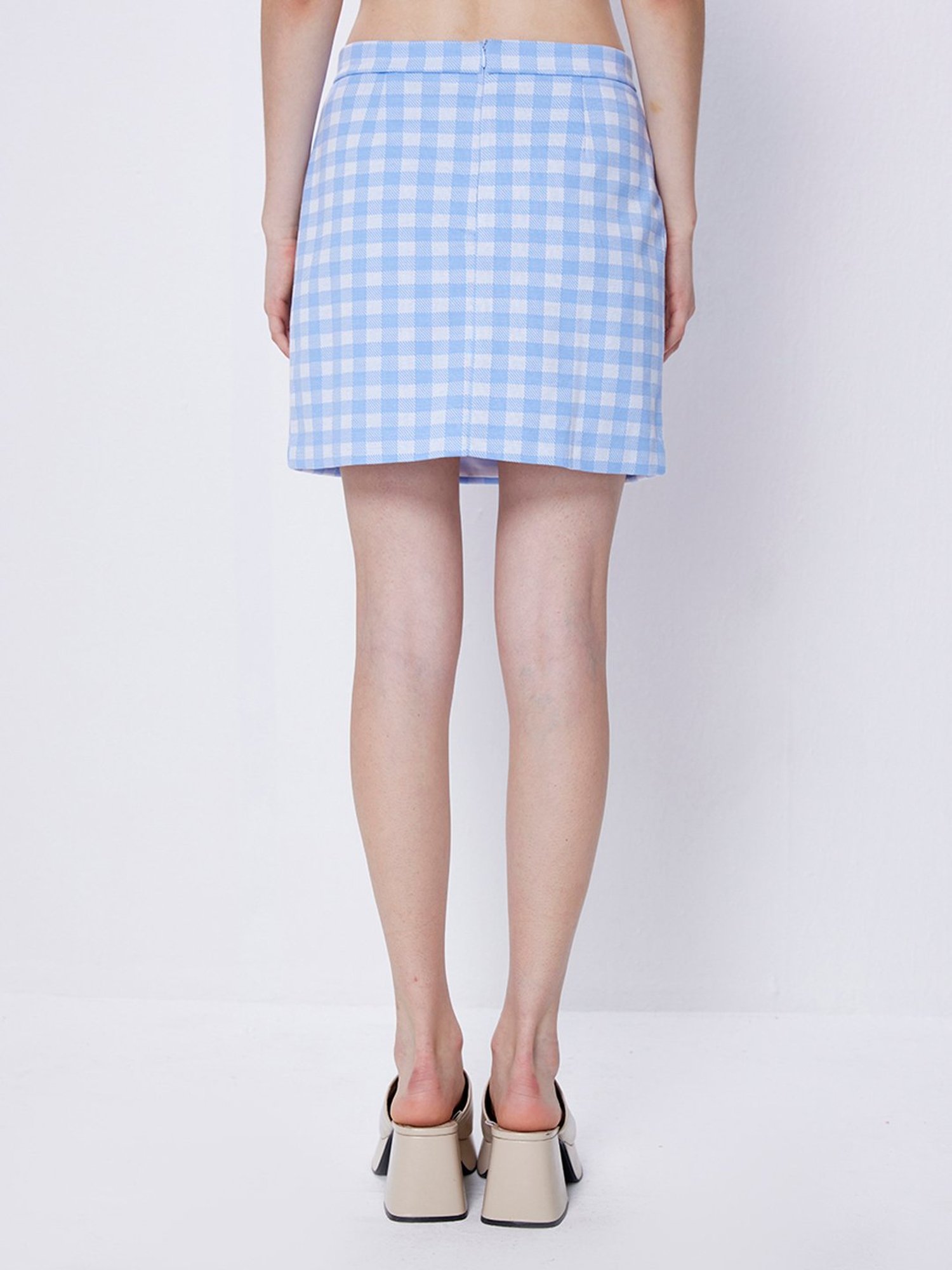 Cover Story Blue Check A-Line Mini Skirt