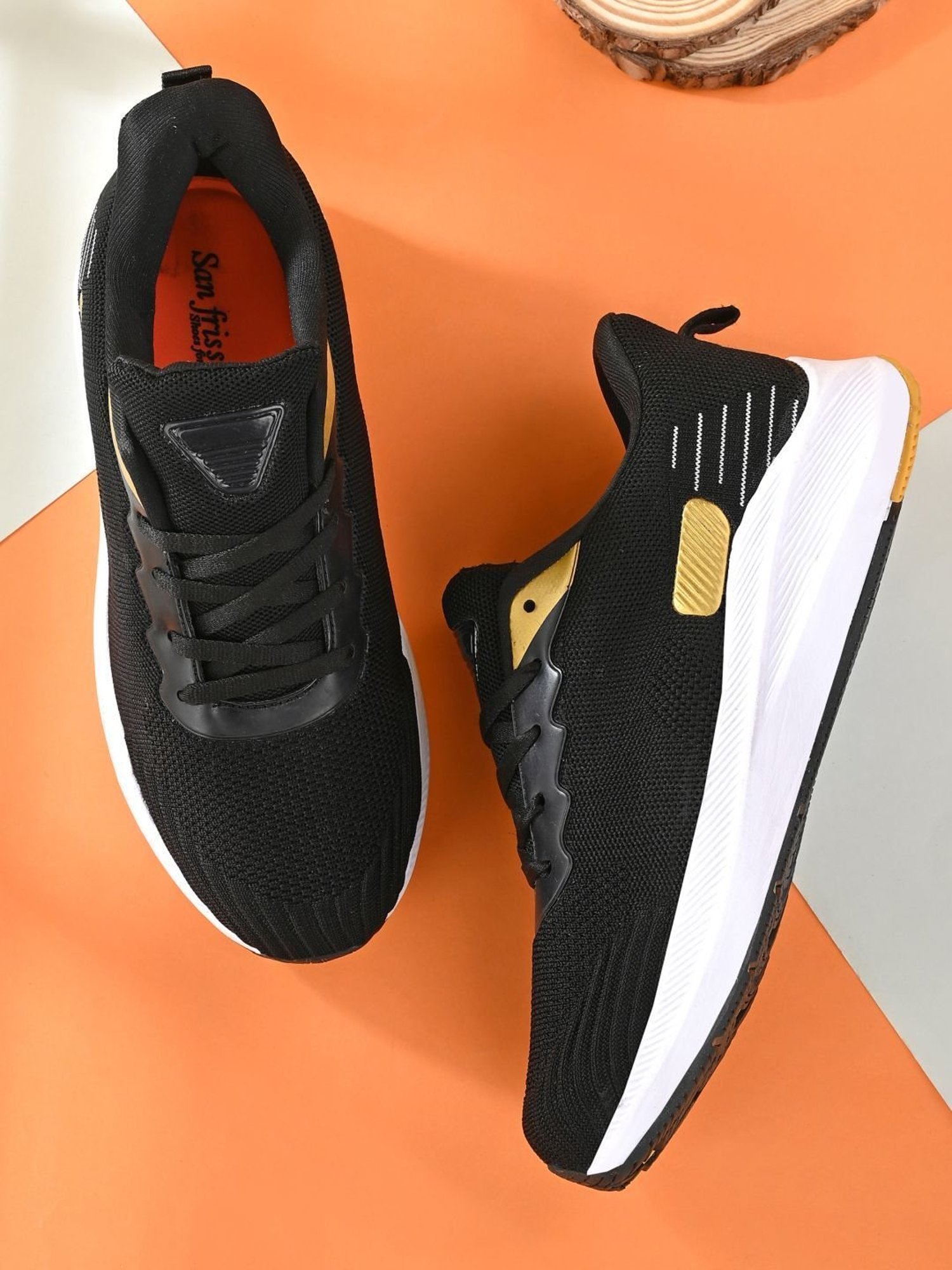 San Frissco Men's Black Running Shoes