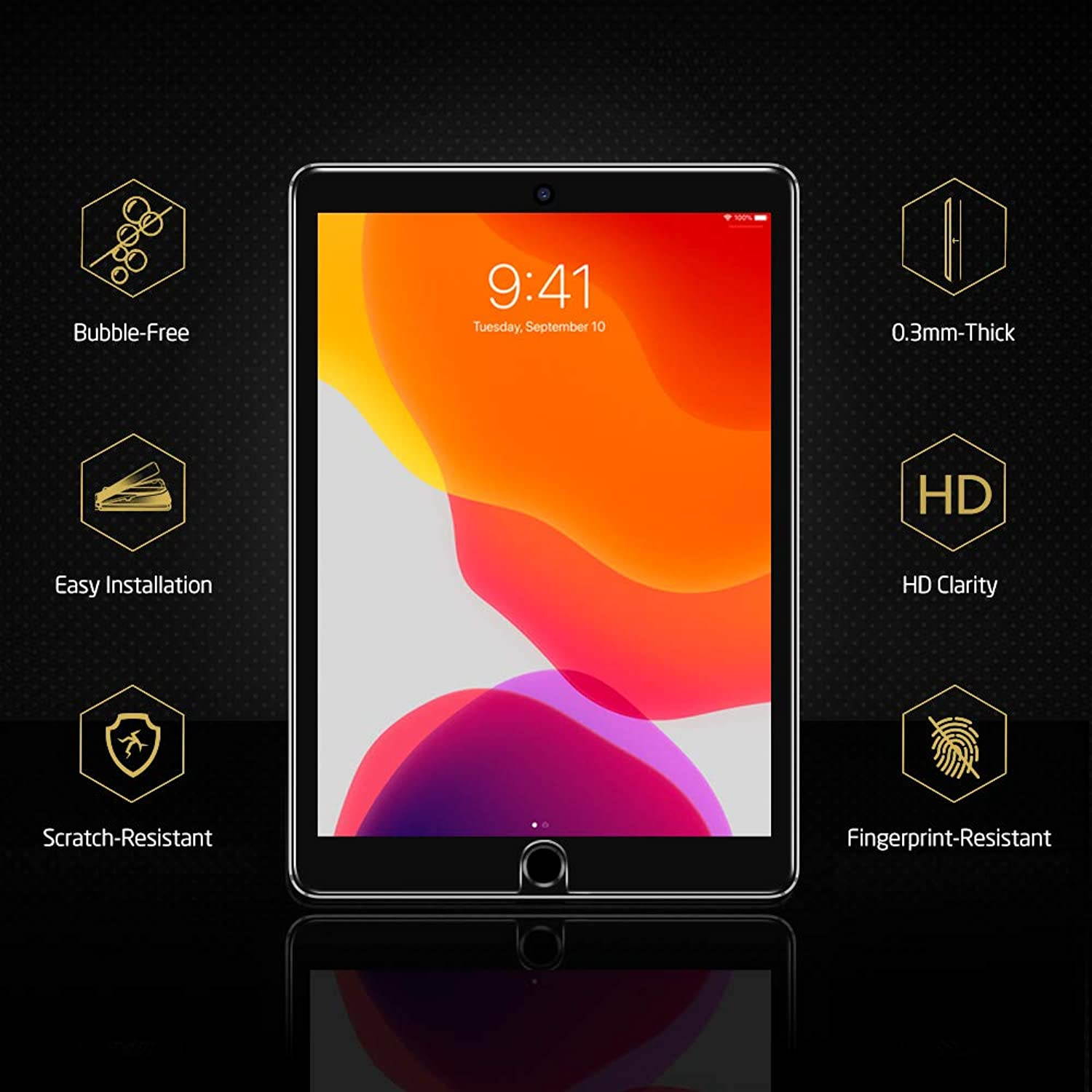 ESR Screen Protector for iPad 10.2 2019 (7th Gen)/iPad Air 3 2019/iPad Pro 10.5, [Free Installation Frame] [Scratch-Resistant] [9H Hardness] HD Clear Premium Tempered Glass Screen Protector, 1 Pack