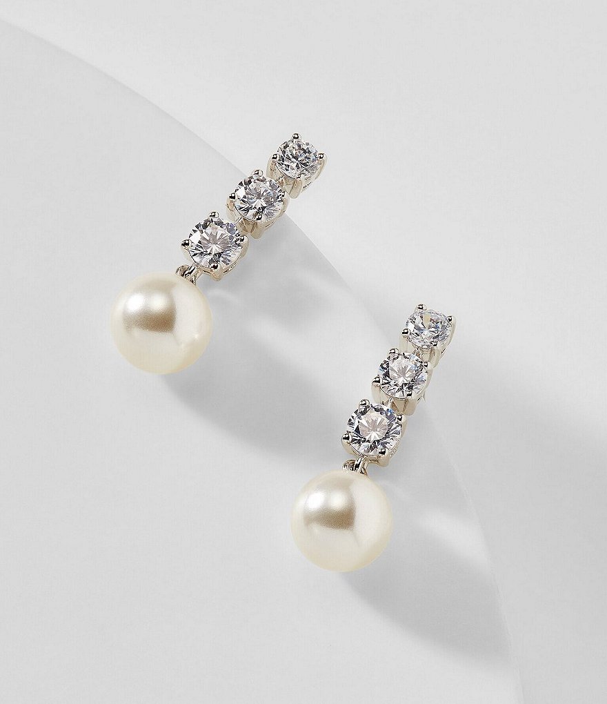 Nadri Camila Pearl and Cubic Zirconia drop earrings
