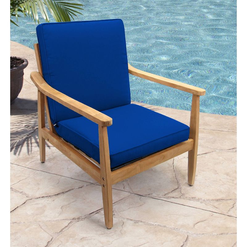 Outdoor Boxed Edge Dining Chair Cushion In Sunbrella Canvas Pacific Blue - Jordan Manufacturing