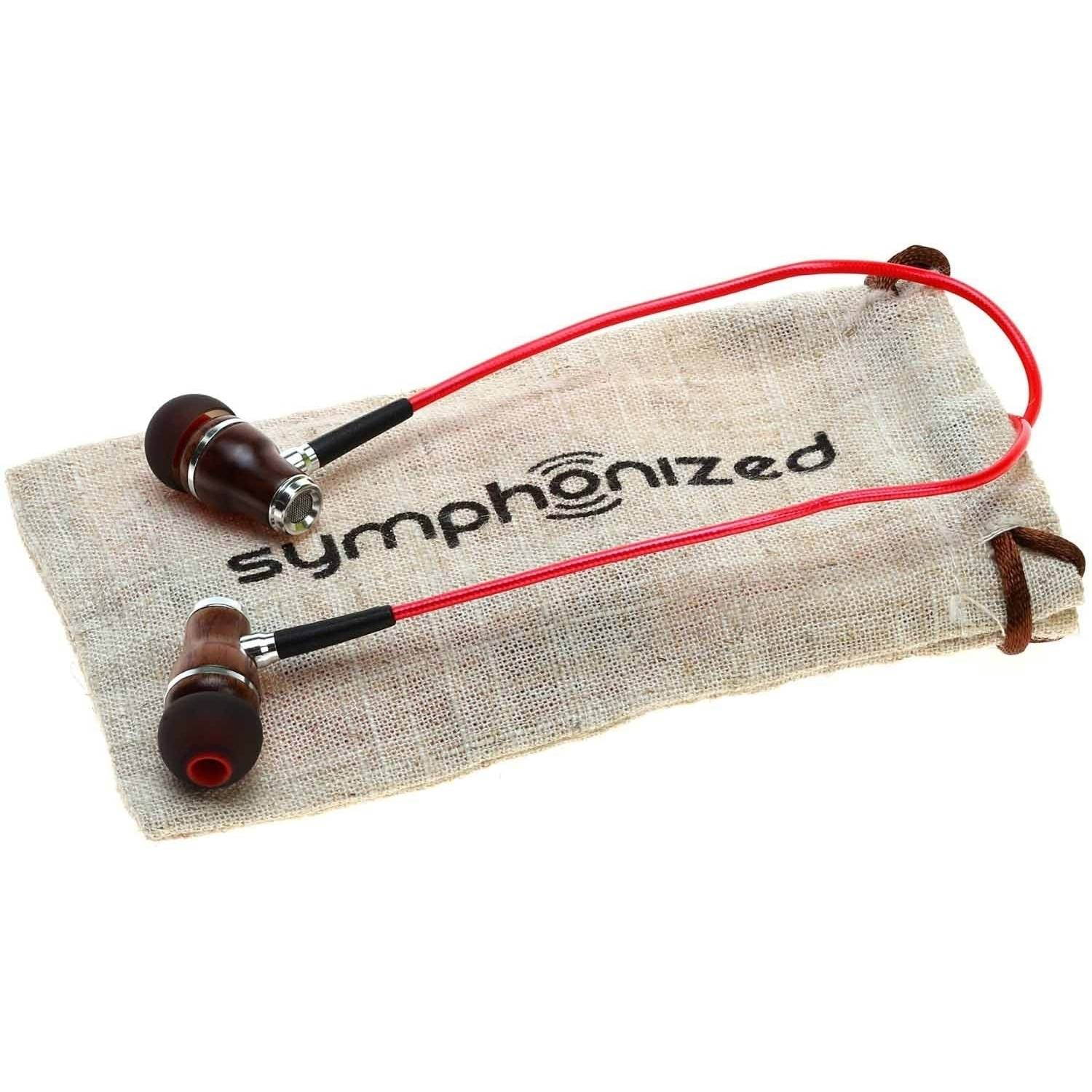 symphonized nrg 2.0 earbuds with microphone, noise isolating headphones earbuds heavy deep bass earphones ear buds, in ear headphones for iphone android phone ipad tablet laptop and more lava red