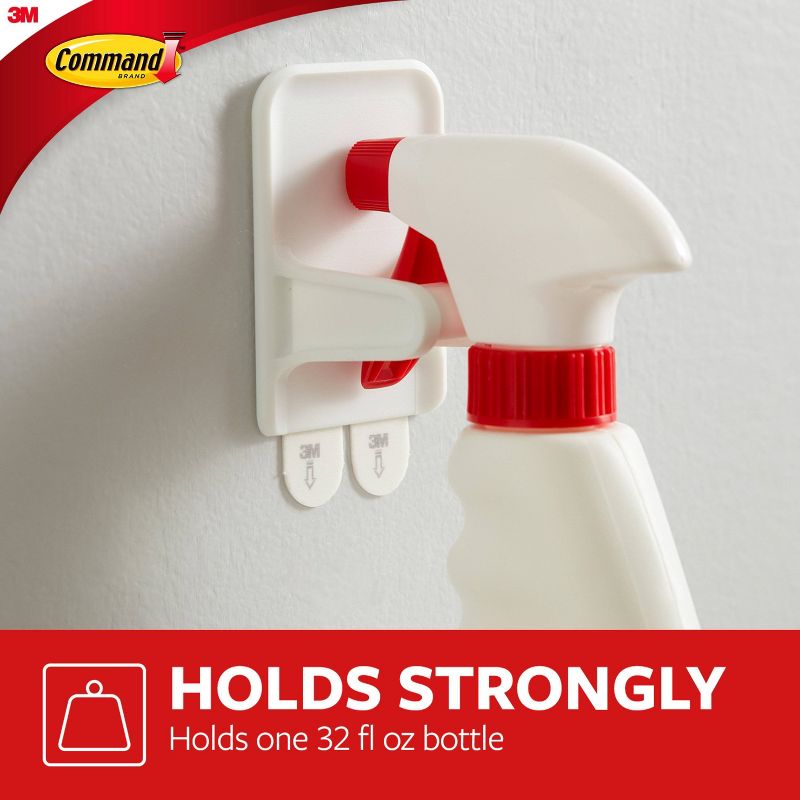 Command 2 Hangers/4 Strips per pk Spray Bottle Hangers White