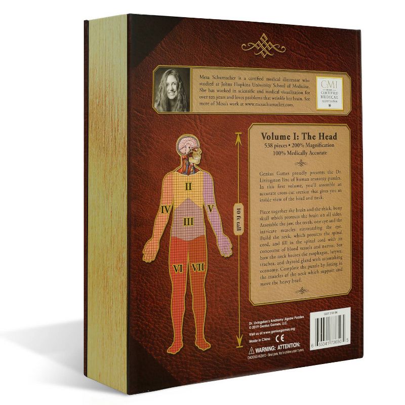 Genius Games Dr. Livingston's Human Anatomy: The Human Head Jigsaw Puzzle - 538pc