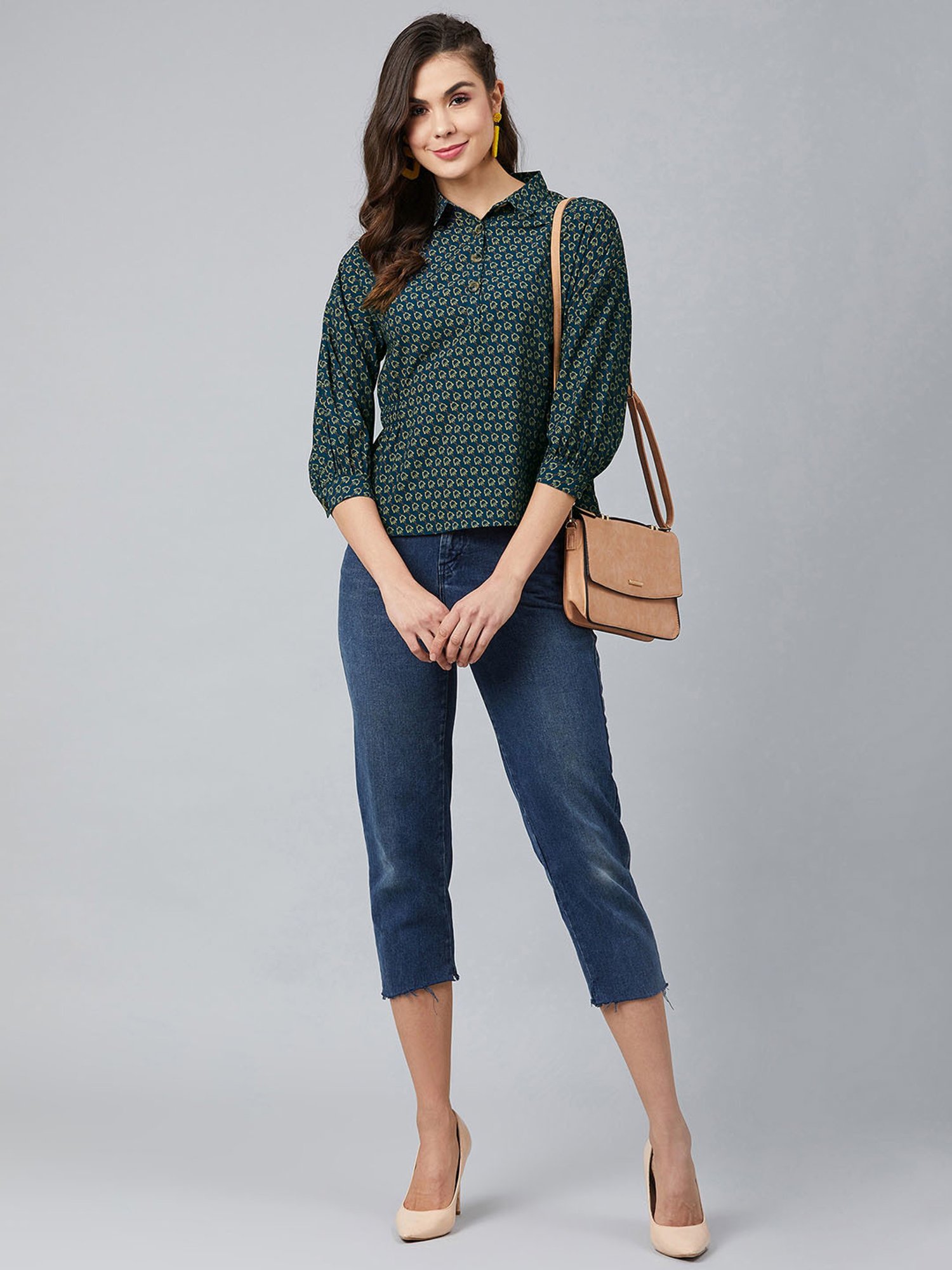 Marie Claire Green Printed Top